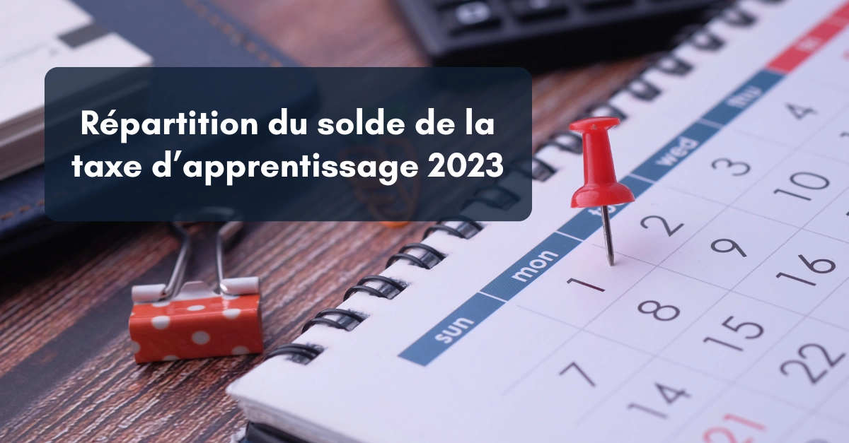 Visuel LinkedIn Saurel & Associés « Répartition du solde de la taxe d'apprentissage 2023 »
